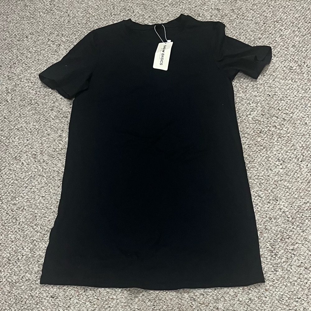 SHEIN Black Short Sleeve Shift Dress